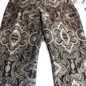 Per Se Paisley Black and Gold Metallic Cocktail Pants